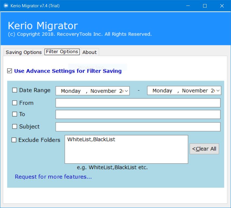 Advanced Settings for Filter Savings